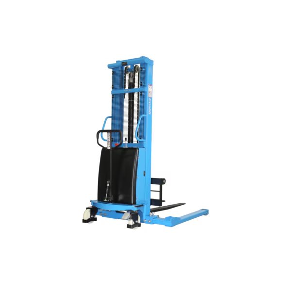 Heavy Duty Industrial Grade S15J Adjustable Base Leg Electric Lift Straddle Pallet Truck Stacker 3300 lbs. 118.1 in. lifting height with Adjustable Forks, Eoslift, Mfr#: S15J